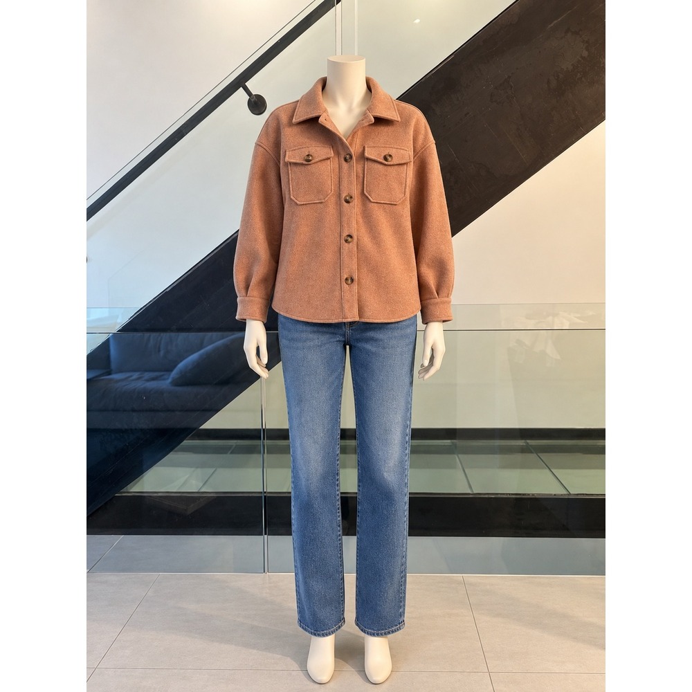 Avec Les Filles Camel Brown Brushed Shacket Shirt Jacket Size S 82429